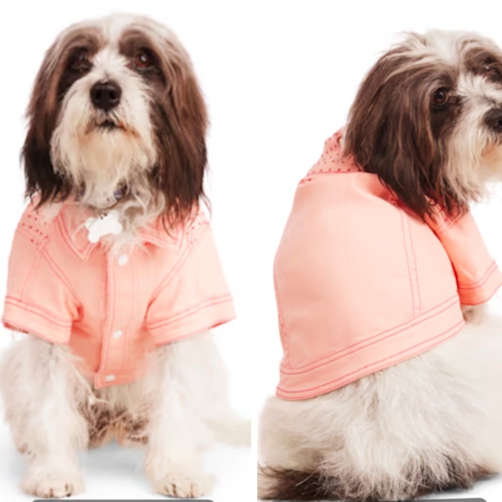NEW denim pink dog jean jacket S
